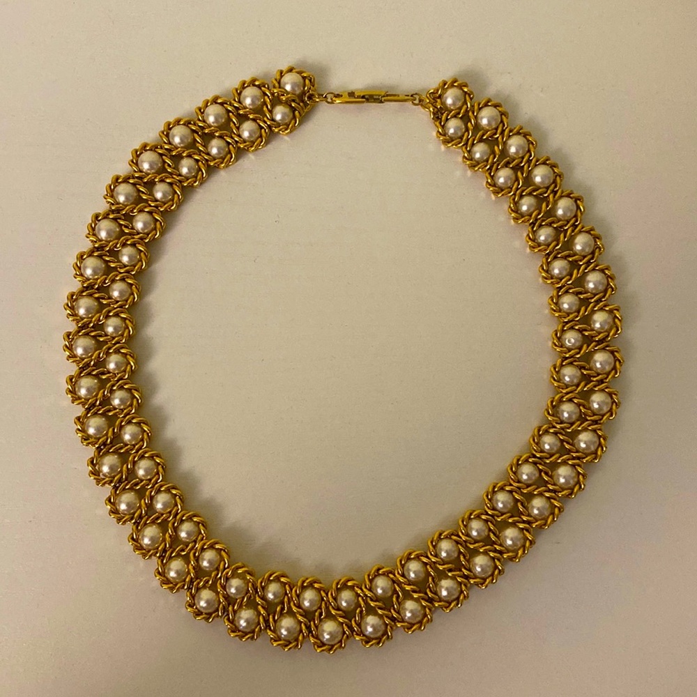 Vintage Napier gold and pearl choker necklace